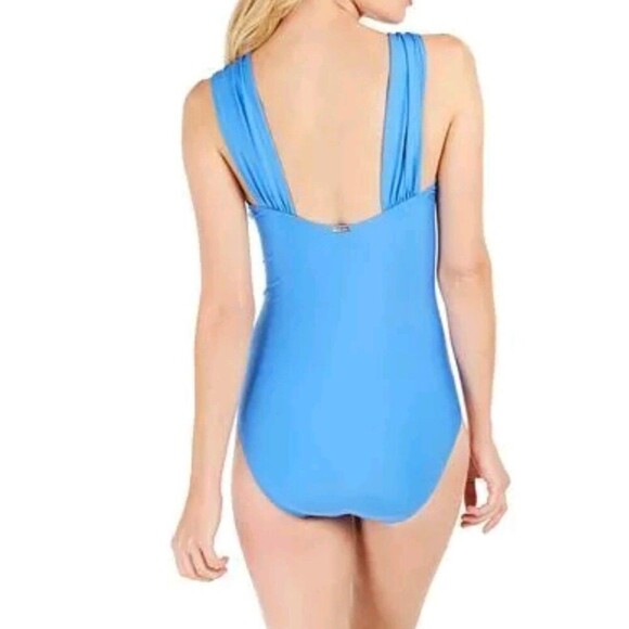 Calvin Klein AZURE Santorini Convertible One-Piece Swimsuit Blue Size 8 - Picture 3 of 7